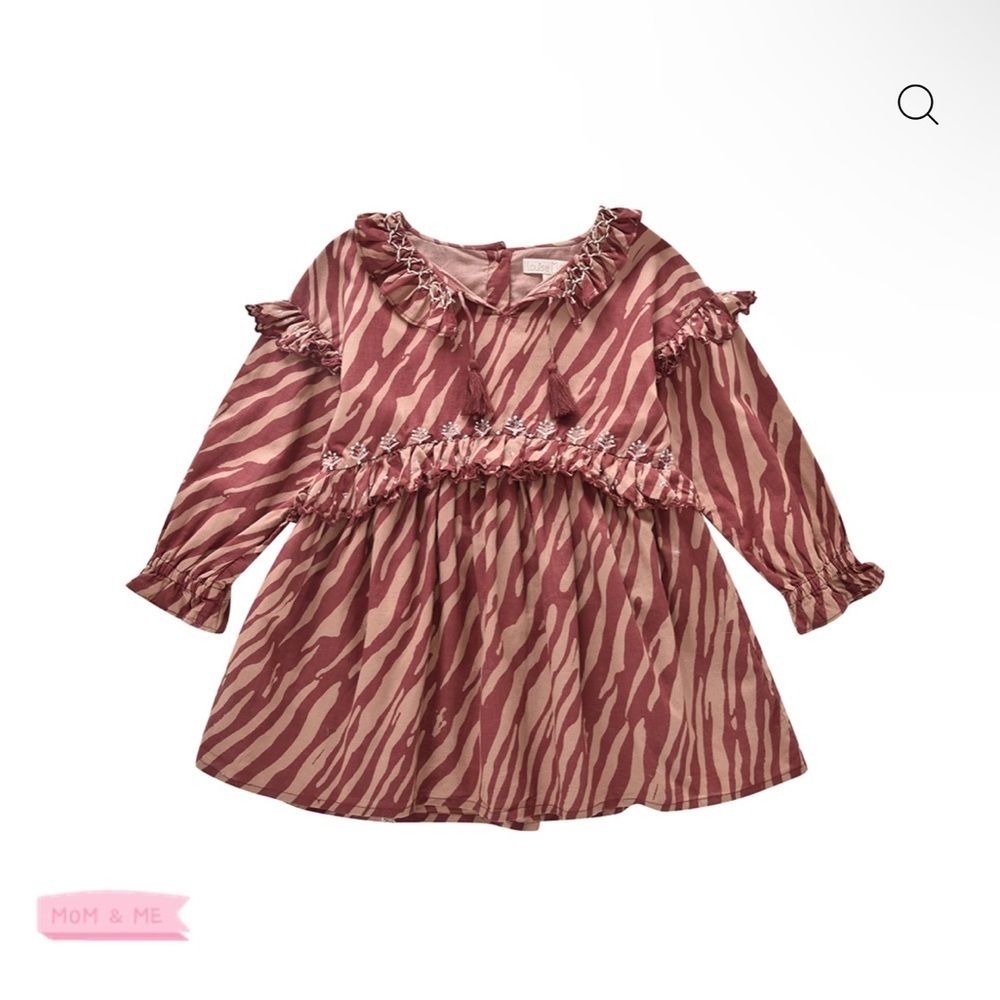 Louise Misha boutique NWT Red and Cream Striped Dress with Ruffles - Picture 2 of 5